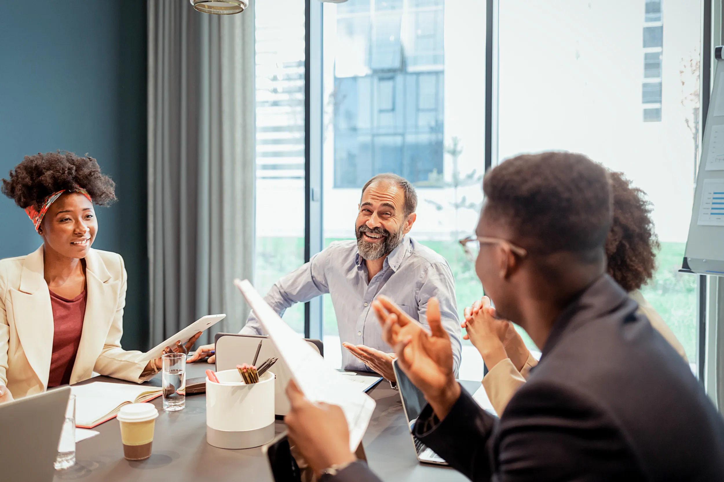 Executive strategy session in focused workspace environment
